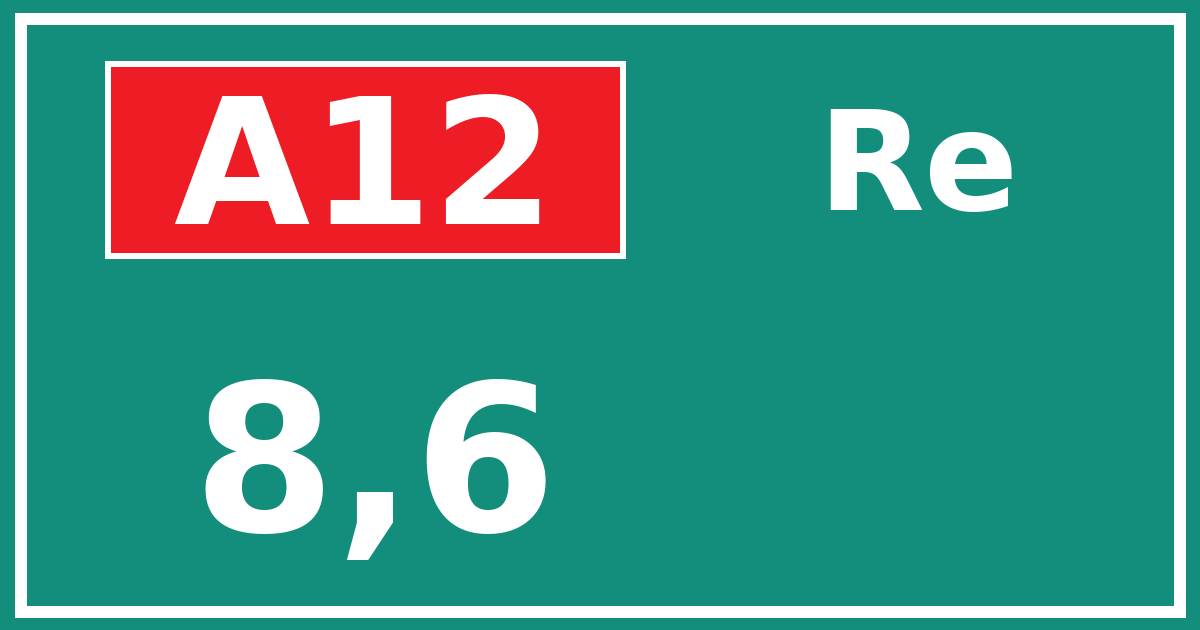 Hectometerbord A12 8,6 zijde Re