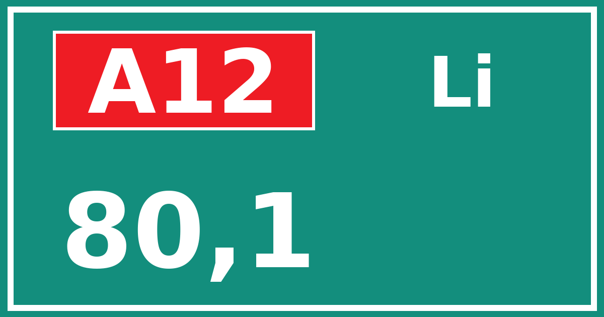 Hectometerbord A12 80,1 zijde Li