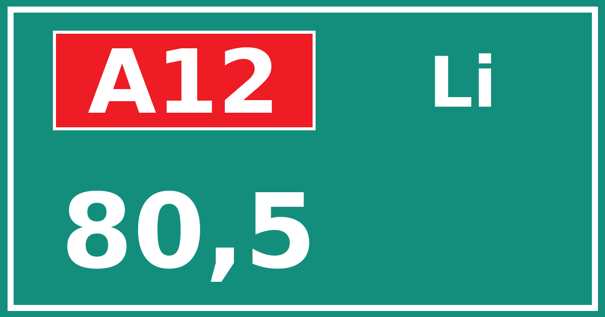 Hectometerbord A12 80,5 zijde Li