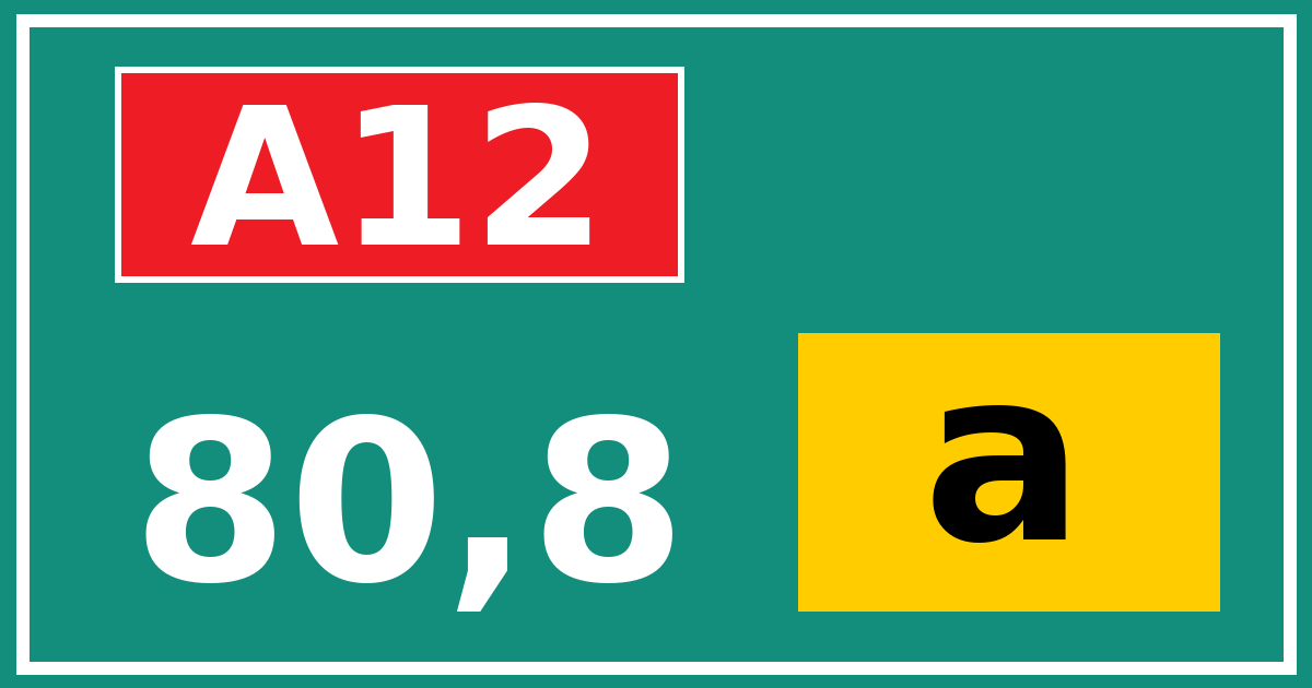 Hectometerbord A12 80,8 letter a