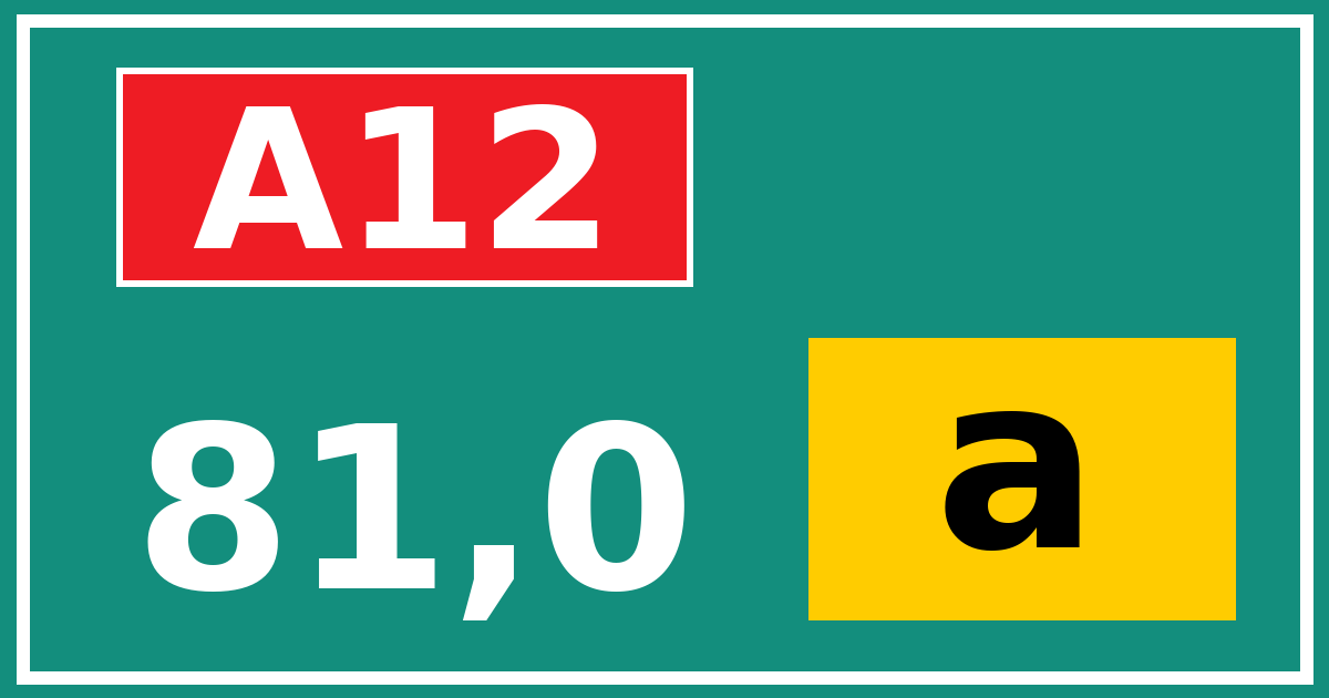 Hectometerbord A12 81,0 letter a