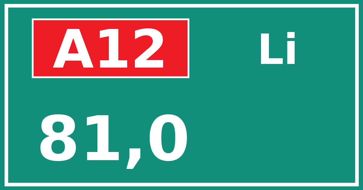 Hectometerbord A12 81,0 zijde Li