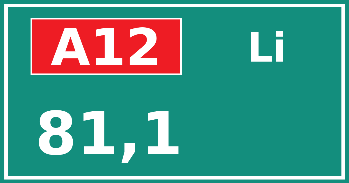 Hectometerbord A12 81,1 zijde Li