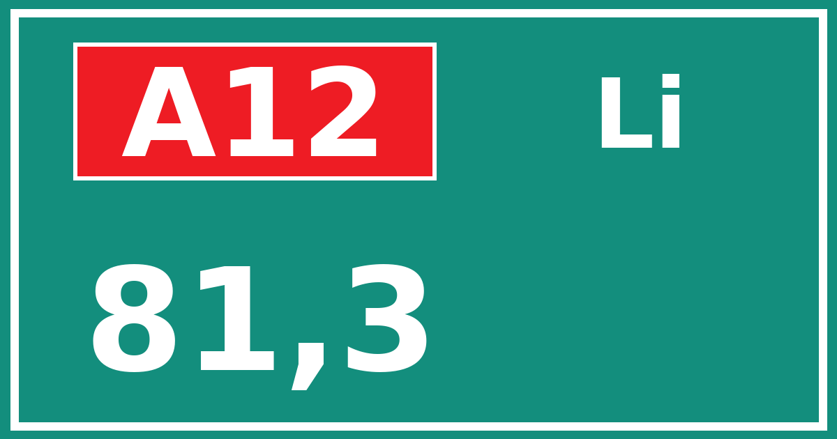 Hectometerbord A12 81,3 zijde Li