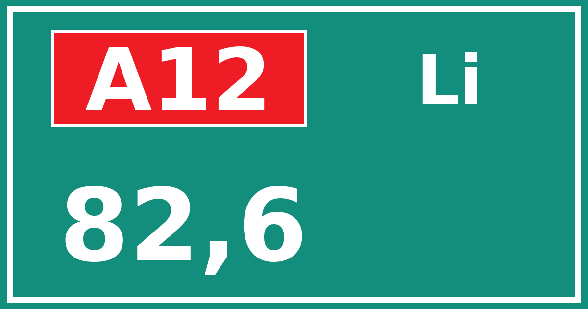 Hectometerbord A12 82,6 zijde Li