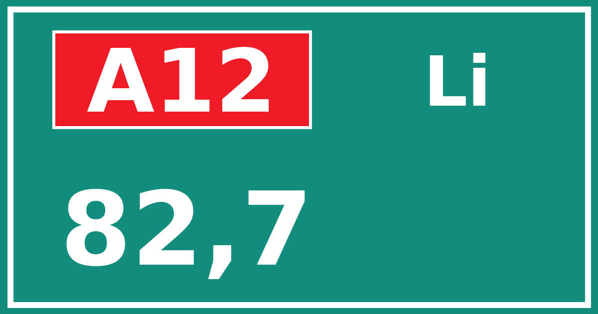 Hectometerbord A12 82,7 zijde Li