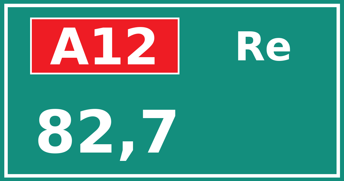 Hectometerbord A12 82,7 zijde Re