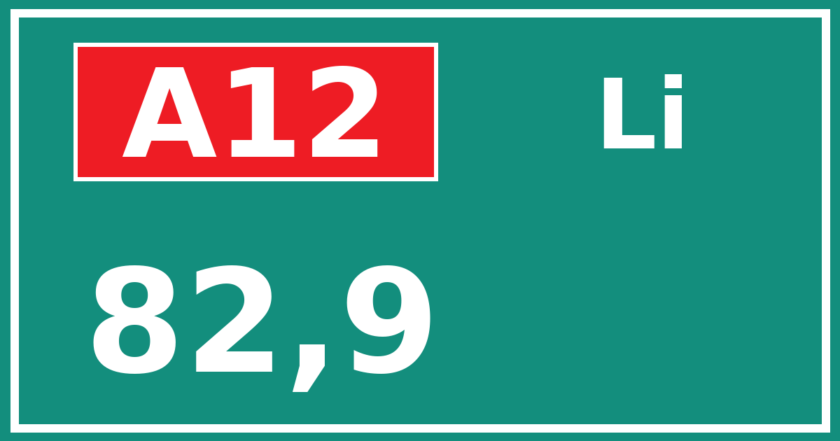 Hectometerbord A12 82,9 zijde Li