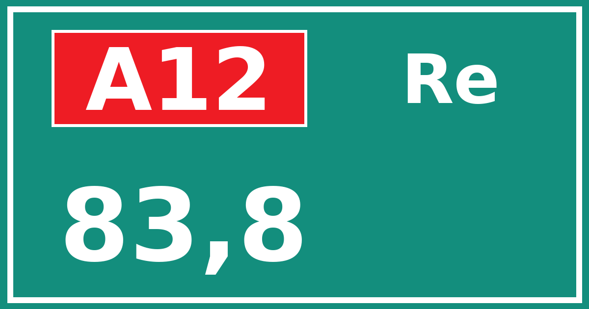 Hectometerbord A12 83,8 zijde Re
