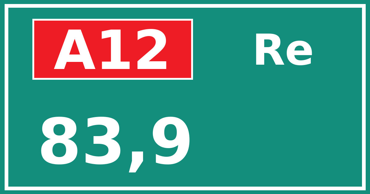 Hectometerbord A12 83,9 zijde Re