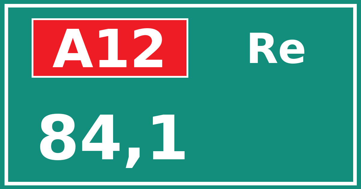 Hectometerbord A12 84,1 zijde Re