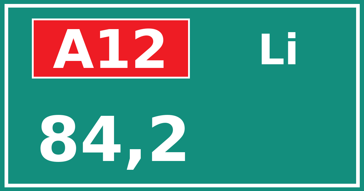 Hectometerbord A12 84,2 zijde Li
