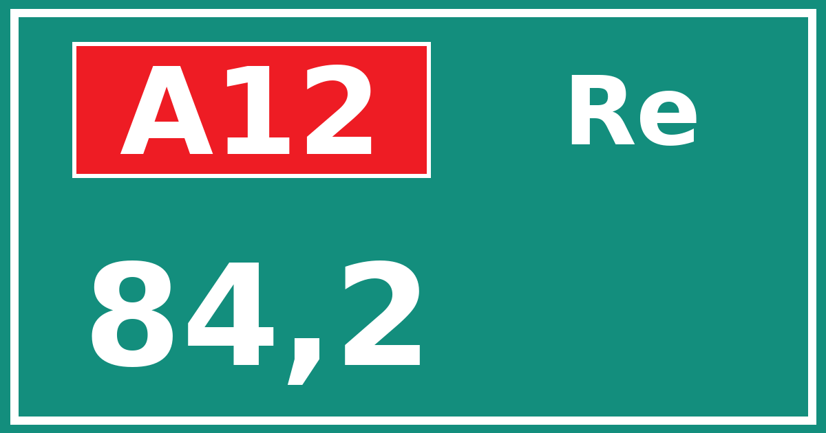 Hectometerbord A12 84,2 zijde Re