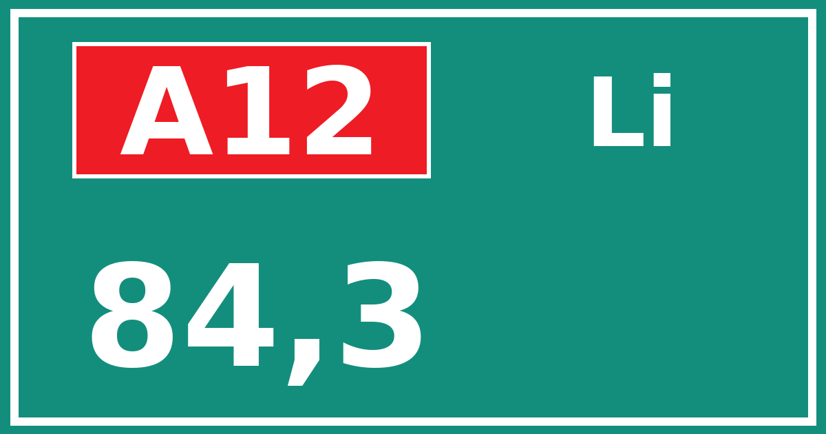 Hectometerbord A12 84,3 zijde Li