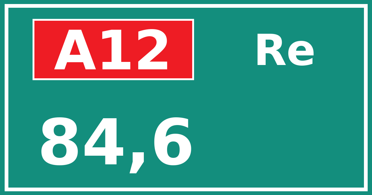 Hectometerbord A12 84,6 zijde Re