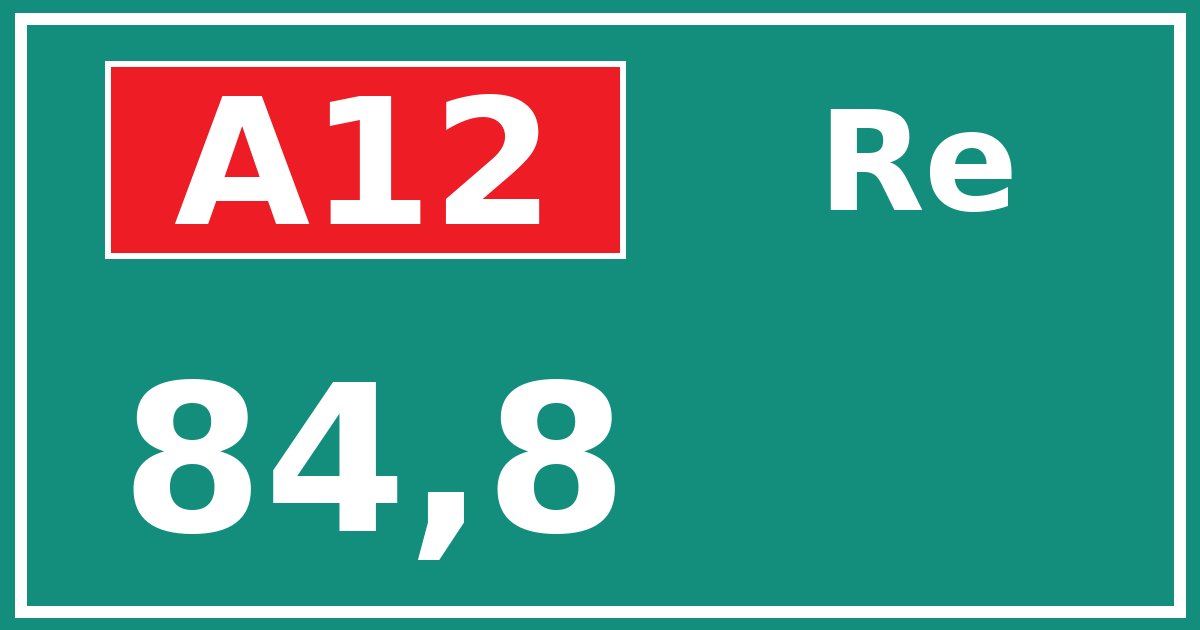 Hectometerbord A12 84,8 zijde Re