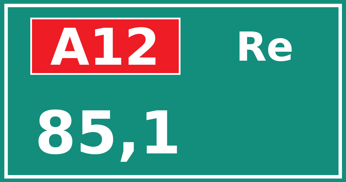 Hectometerbord A12 85,1 zijde Re