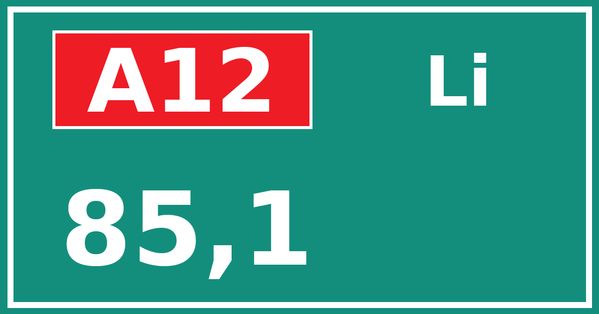 Hectometerbord A12 85,1 zijde Li