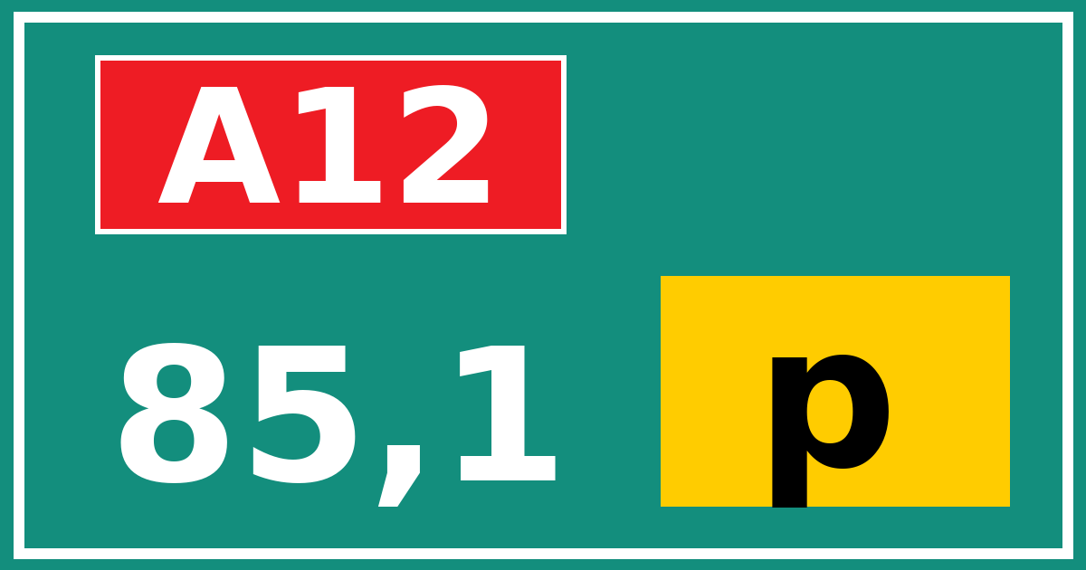 Hectometerbord A12 85,1 letter p