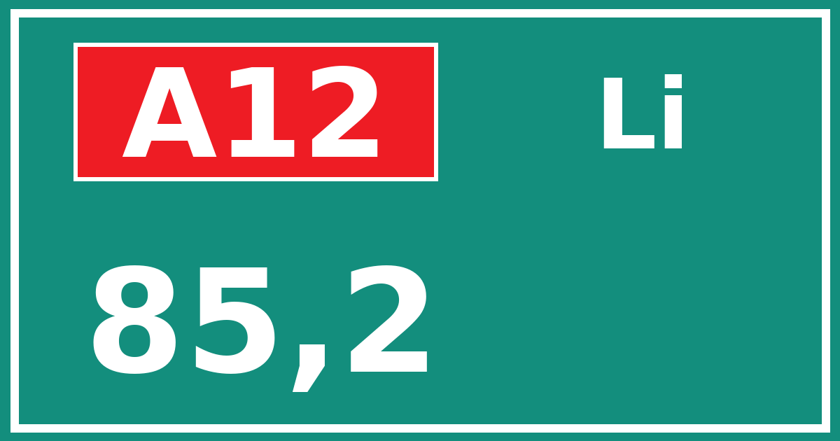 Hectometerbord A12 85,2 zijde Li