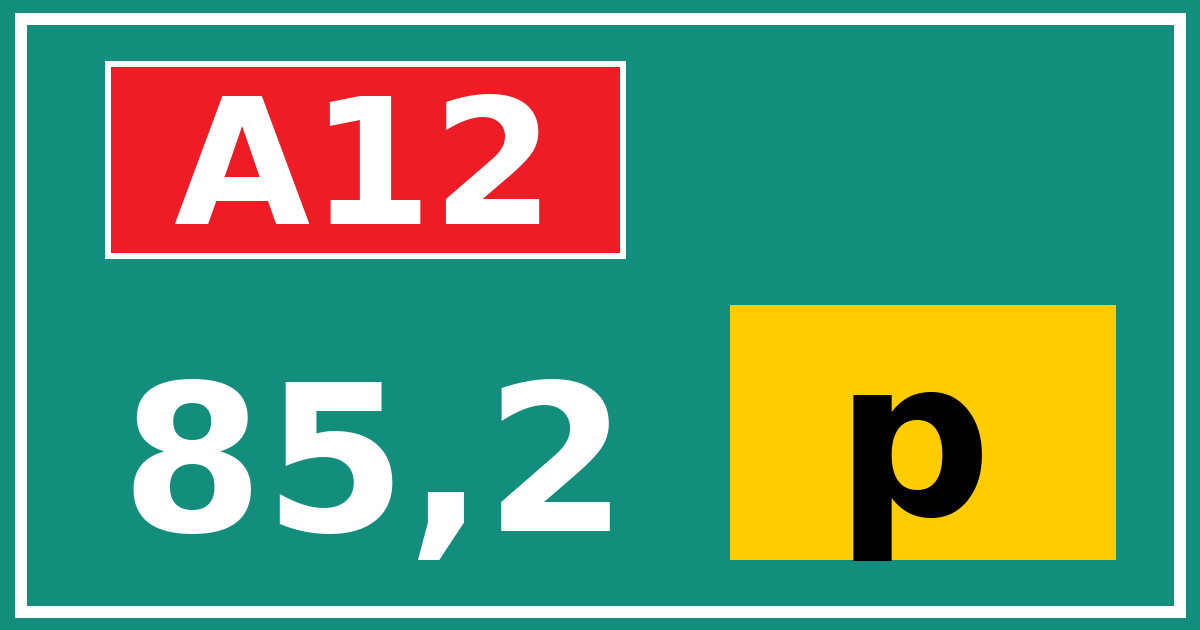 Hectometerbord A12 85,2 letter p