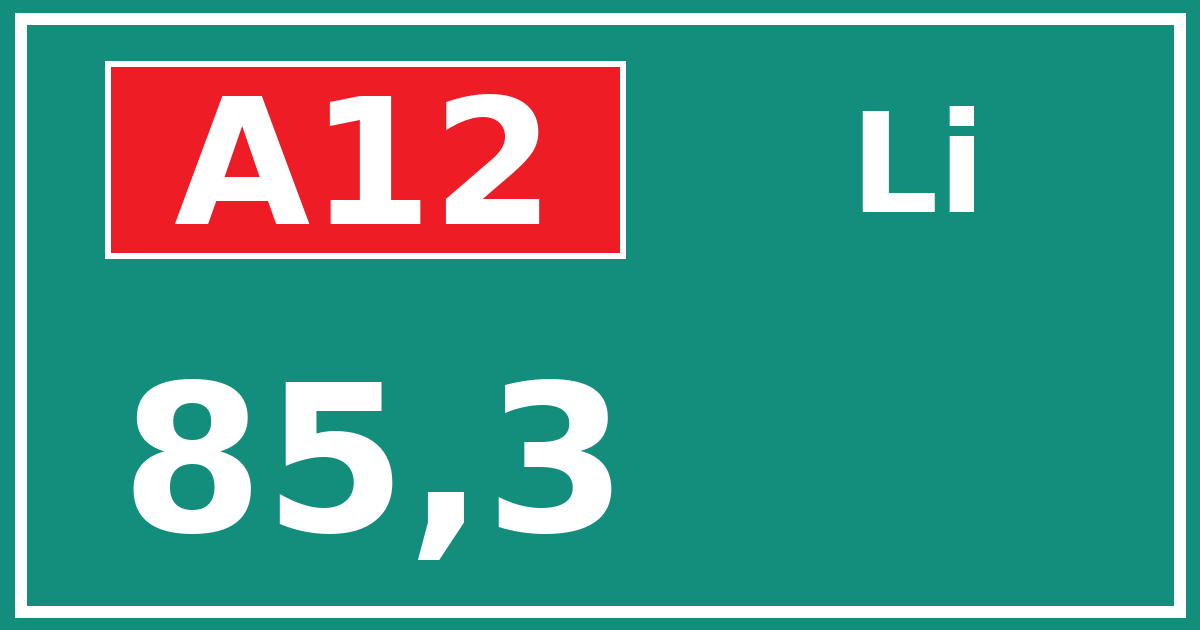 Hectometerbord A12 85,3 zijde Li