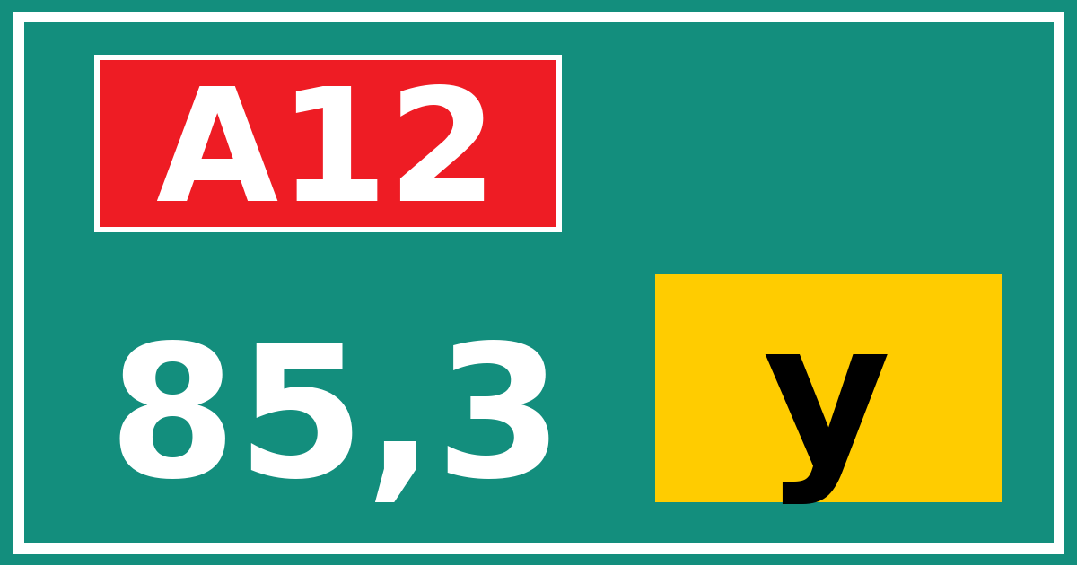Hectometerbord A12 85,3 letter y