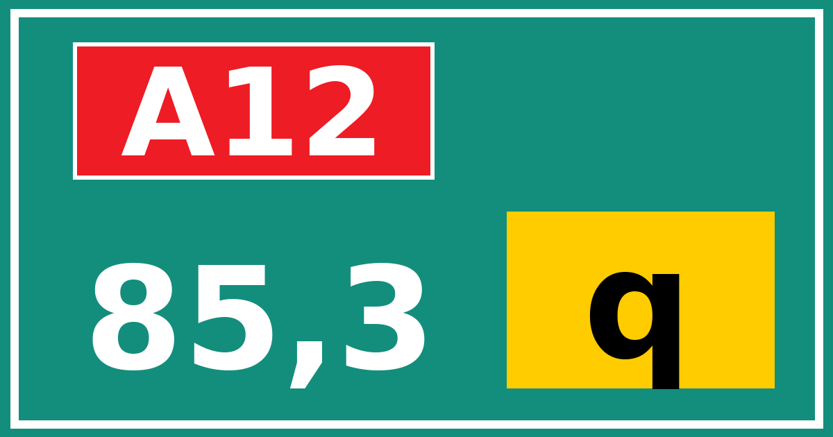 Hectometerbord A12 85,3 letter q