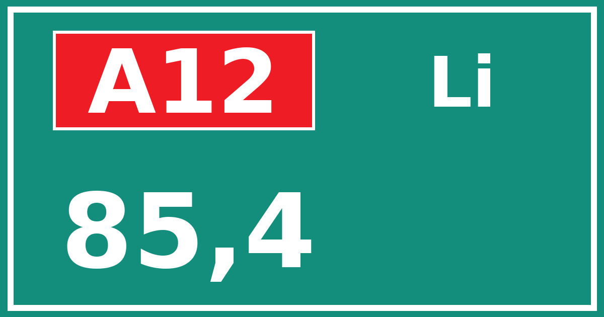 Hectometerbord A12 85,4 zijde Li