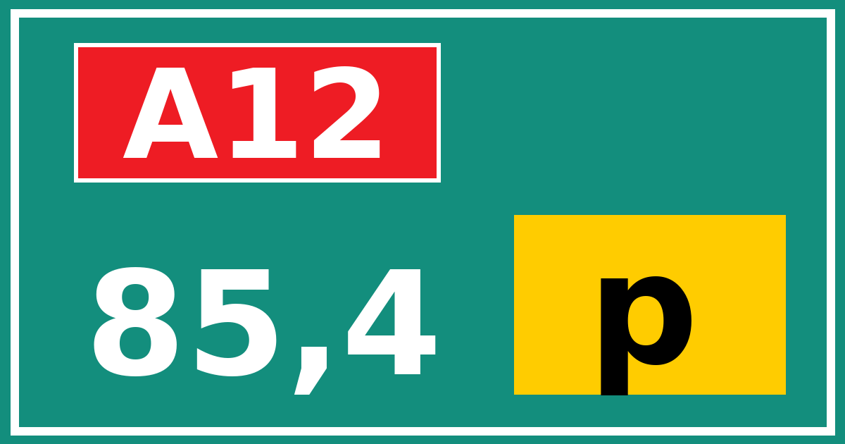 Hectometerbord A12 85,4 letter p