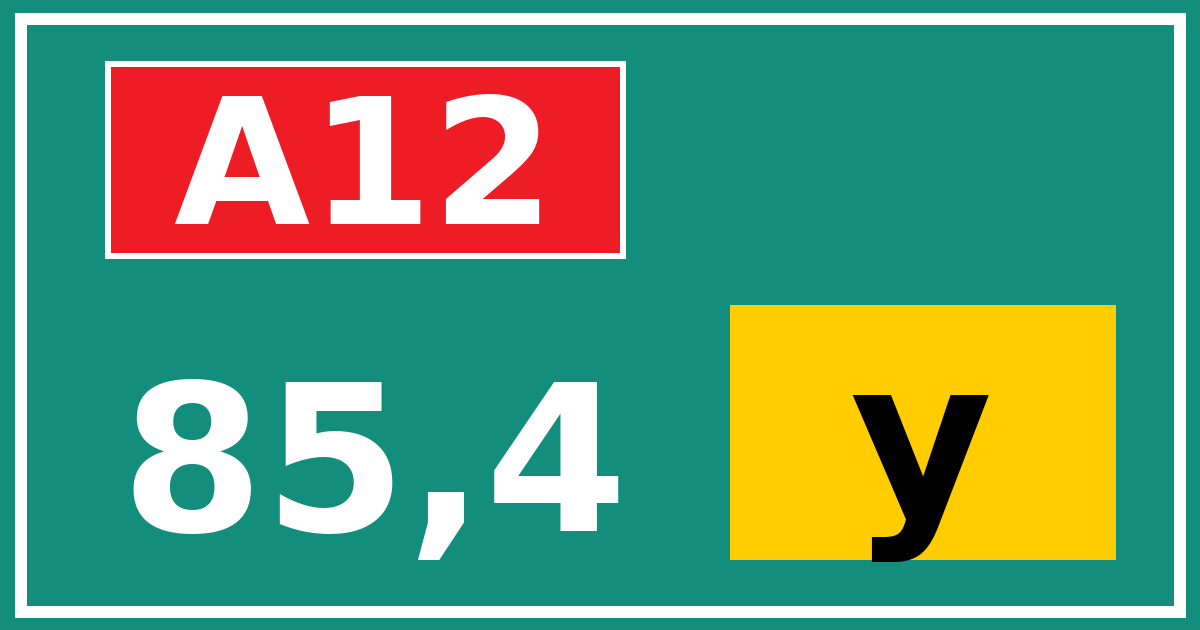 Hectometerbord A12 85,4 letter y
