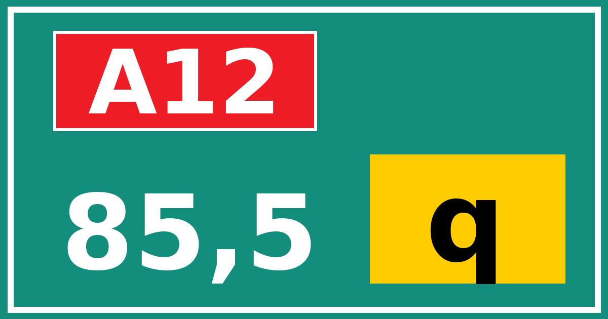 Hectometerbord A12 85,5 letter q