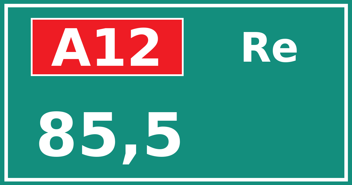 Hectometerbord A12 85,5 zijde Re