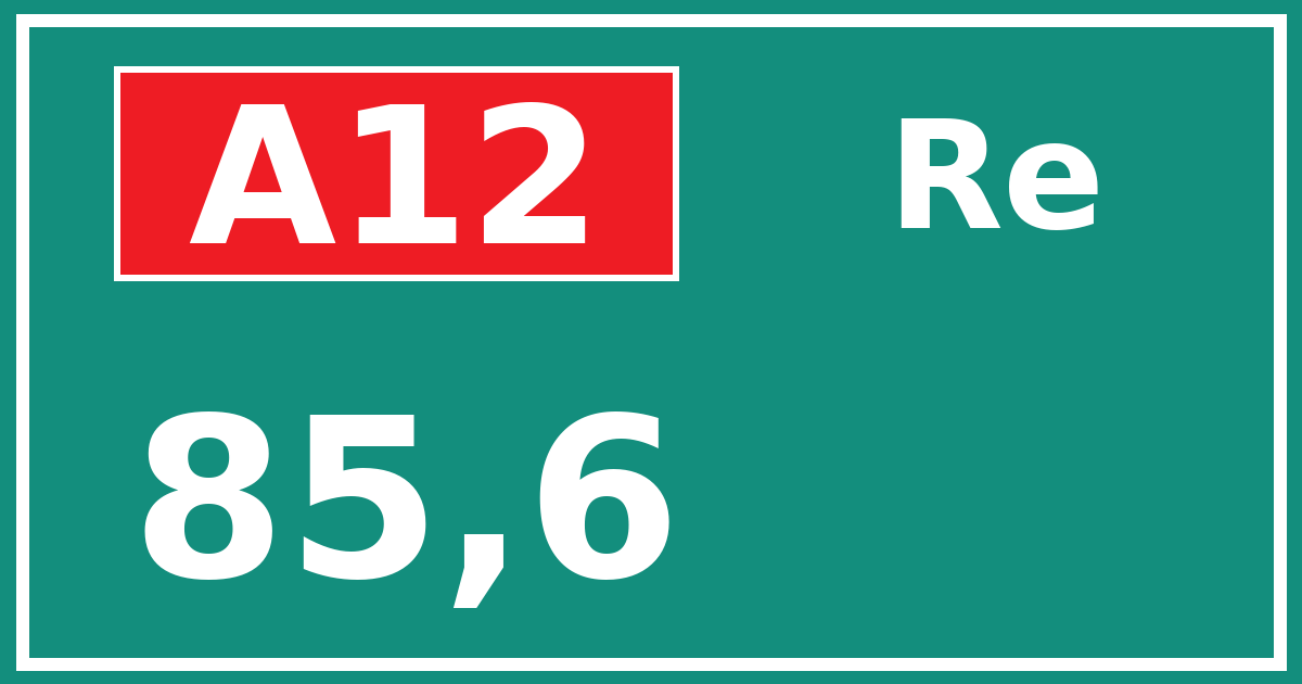 Hectometerbord A12 85,6 zijde Re