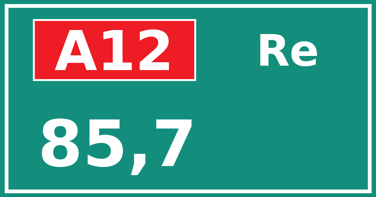 Hectometerbord A12 85,7 zijde Re
