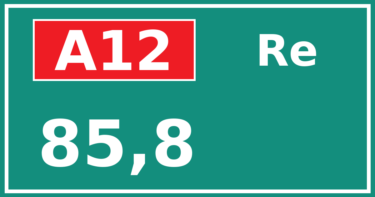 Hectometerbord A12 85,8 zijde Re