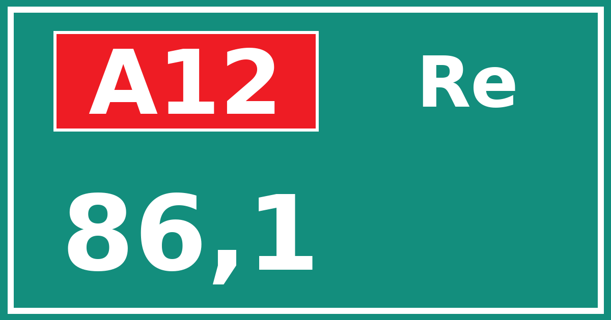 Hectometerbord A12 86,1 zijde Re