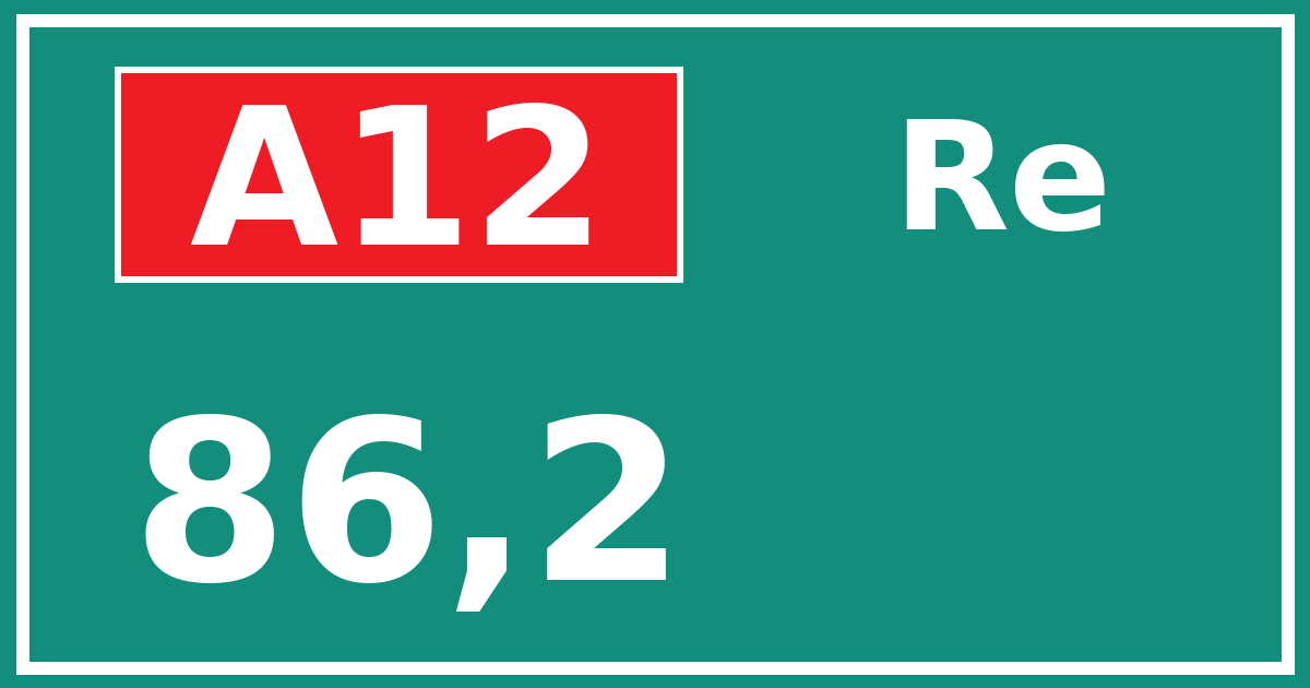 Hectometerbord A12 86,2 zijde Re