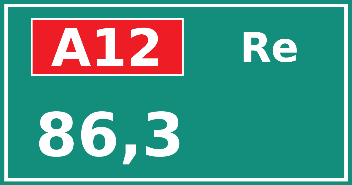 Hectometerbord A12 86,3 zijde Re