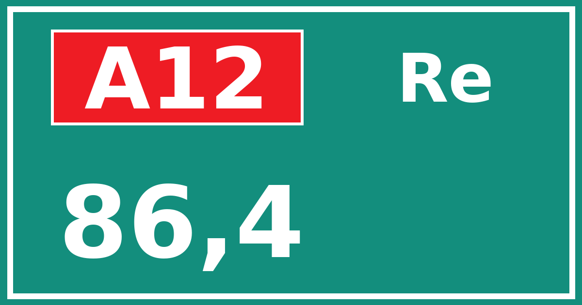Hectometerbord A12 86,4 zijde Re
