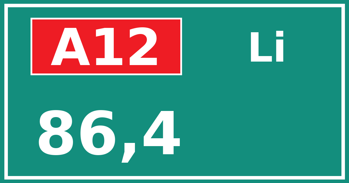 Hectometerbord A12 86,4 zijde Li