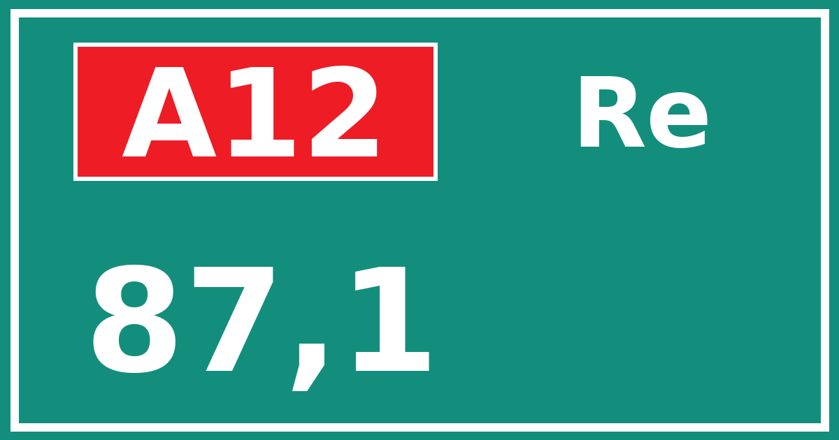 Hectometerbord A12 87,1 zijde Re