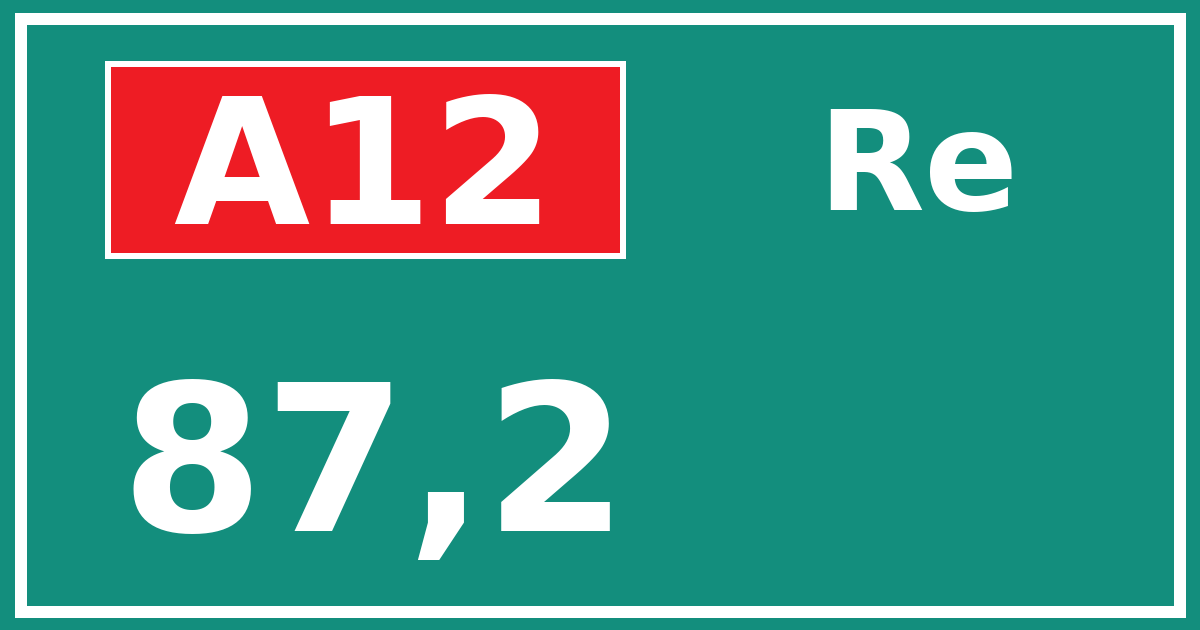 Hectometerbord A12 87,2 zijde Re