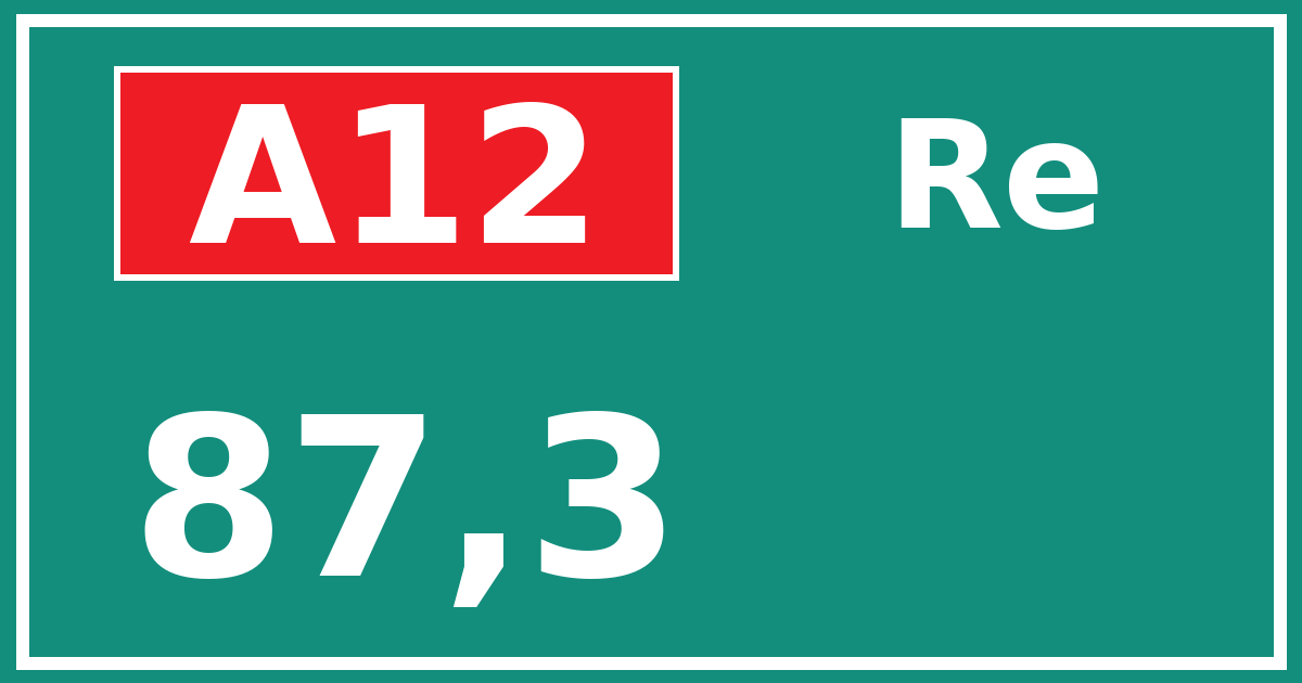Hectometerbord A12 87,3 zijde Re