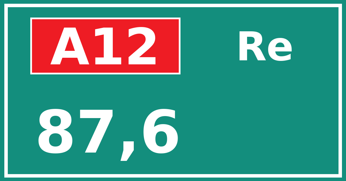 Hectometerbord A12 87,6 zijde Re