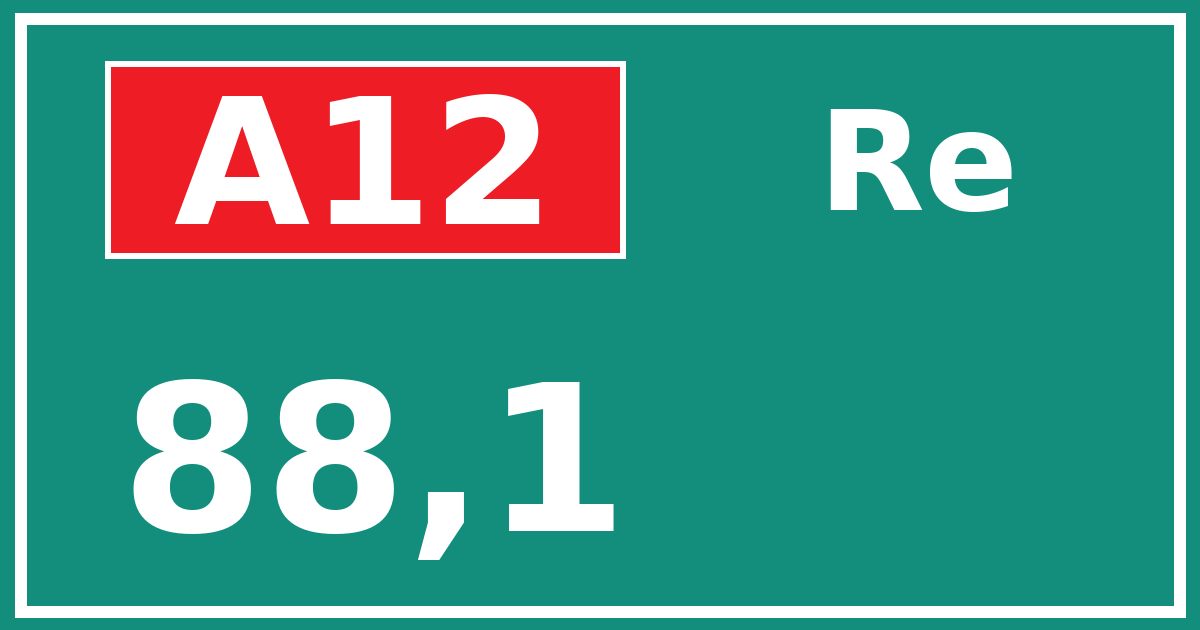 Hectometerbord A12 88,1 zijde Re