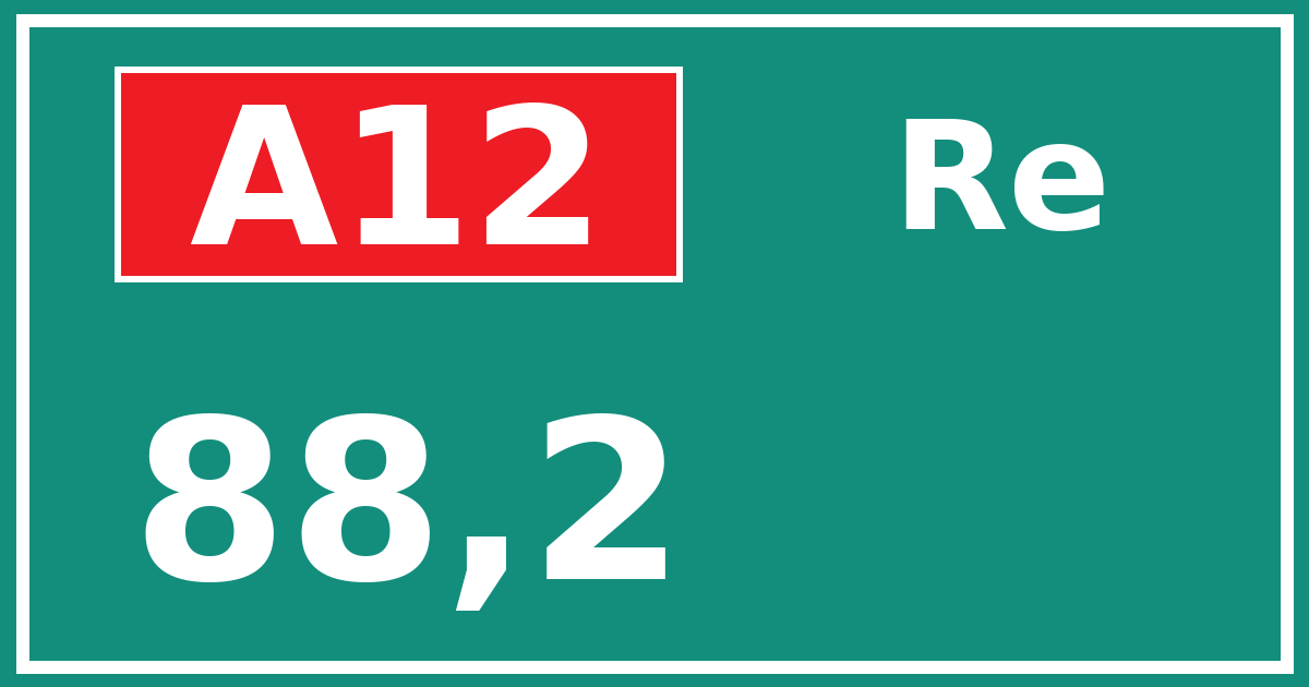 Hectometerbord A12 88,2 zijde Re
