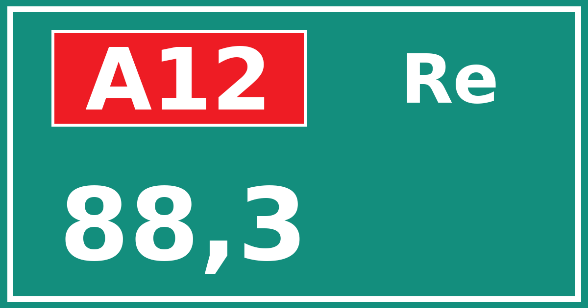 Hectometerbord A12 88,3 zijde Re