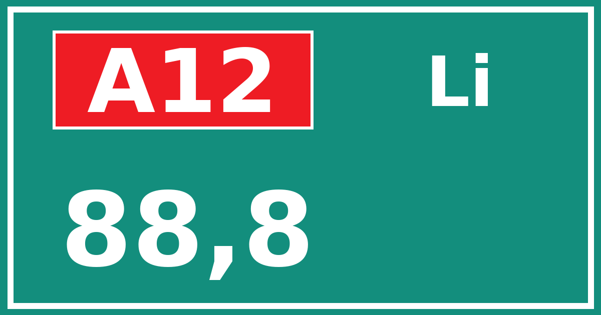 Hectometerbord A12 88,8 zijde Li