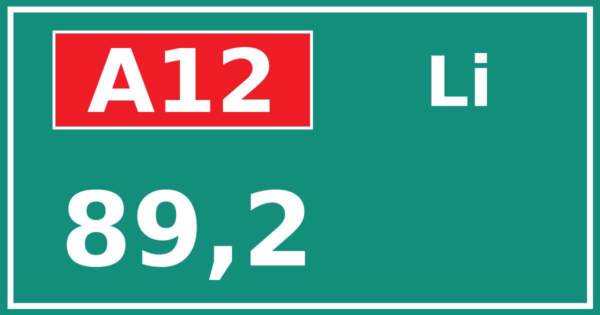 Hectometerbord A12 89,2 zijde Li